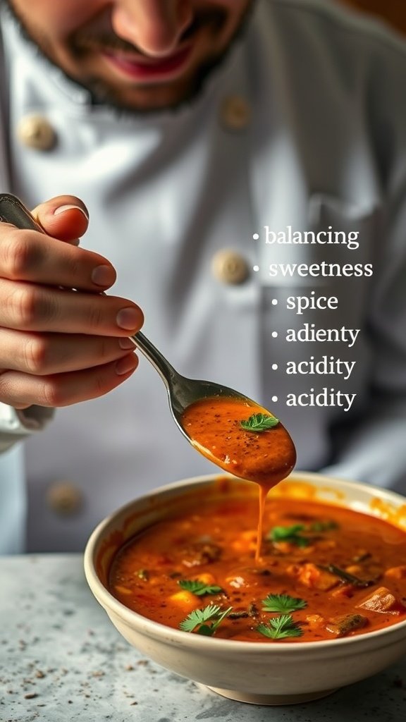 A steaming bowl of Thai Red Curry with chicken, bell peppers, and green beans, garnished with basil and lime.