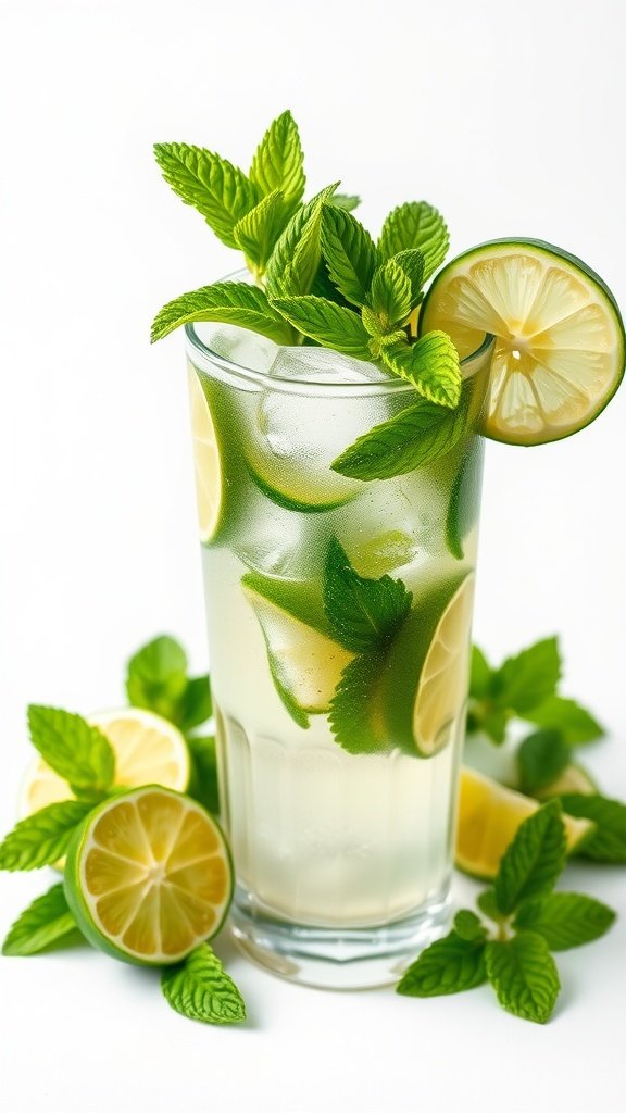 A refreshing Tropical Mojito cocktail with mint and lime