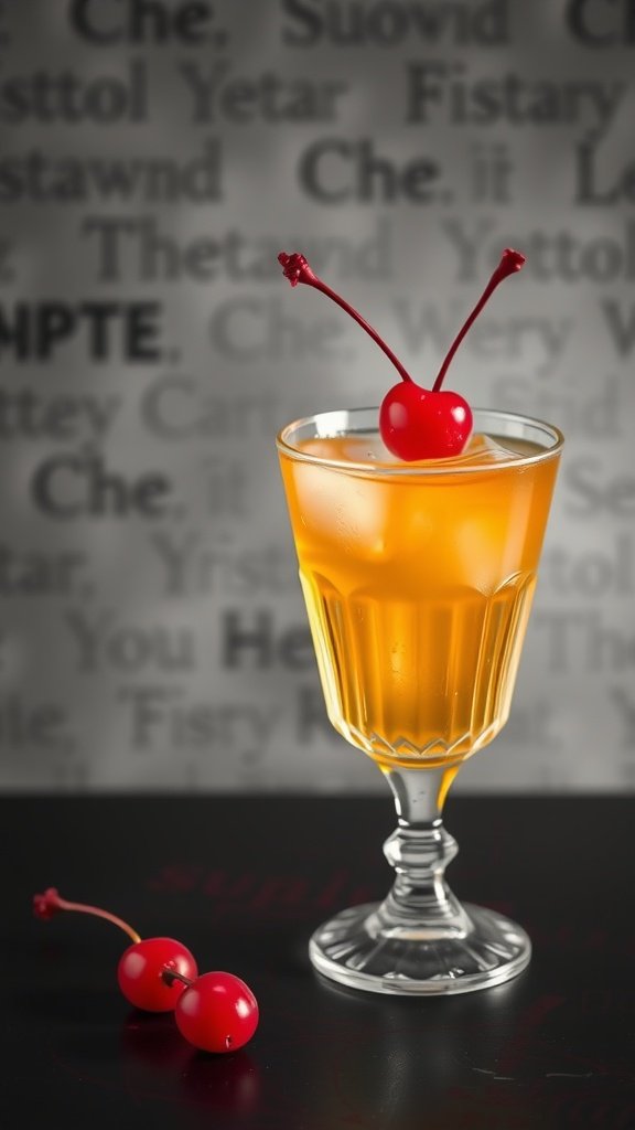 A refreshing Whiskey Sour cocktail with a cherry garnish